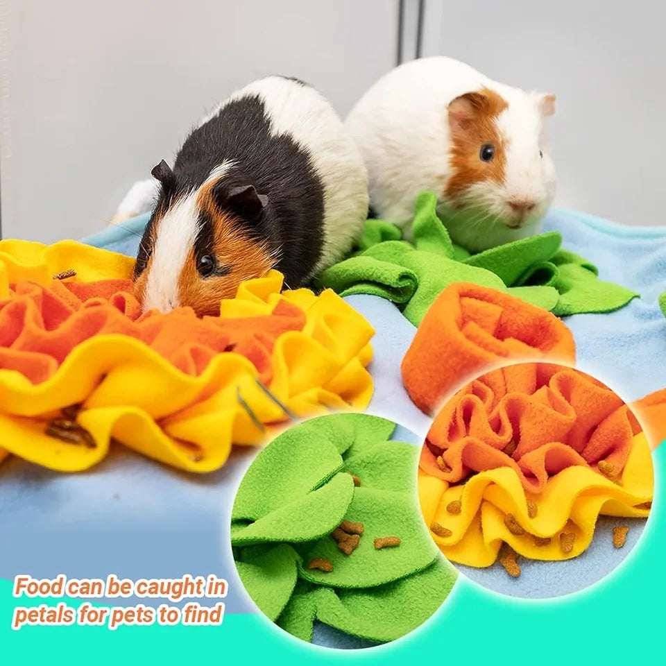 Snuffle Mat Foraging Toy for Guinea Pig Bunny Hamster Ferrets Rabbit Hay Feeder Interactive Dog Feeding Mat Treat Dispenser